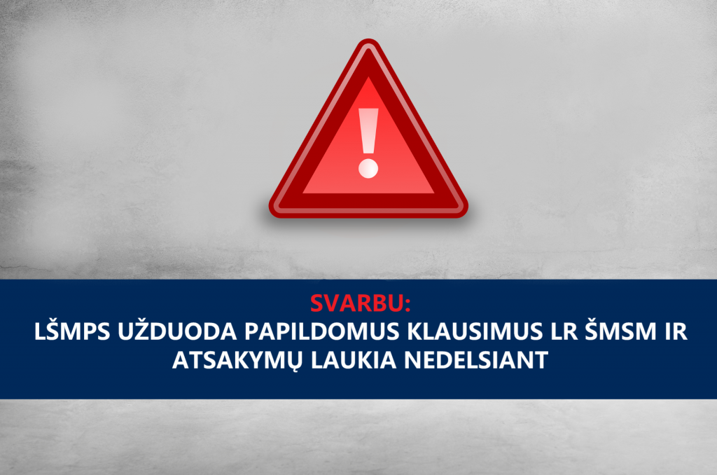 Svarbu LŠMPS užduoda papildomus klausimus LŠ ŠMSM ir laukia atsakymų nedelsiant 2020 04