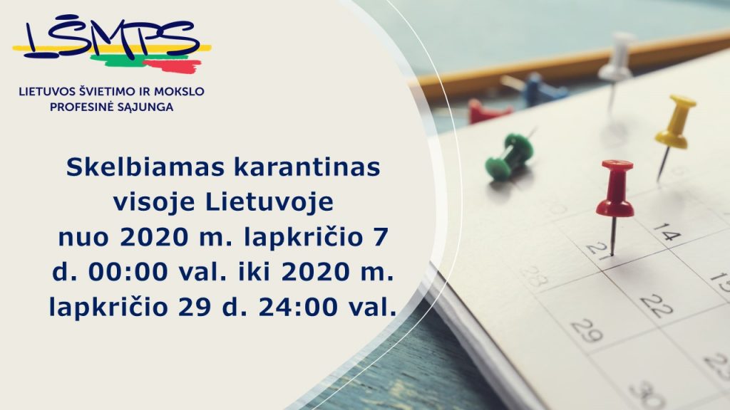 Skelbiamas karantinas visoje Lietuvoje 2020 m. lakpritis