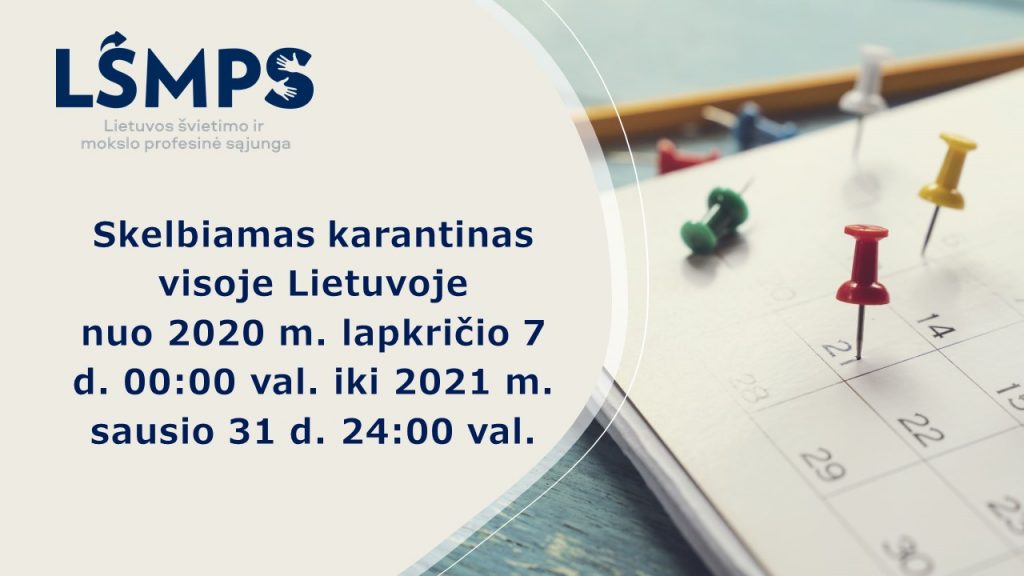 Skelbiamas karantinas visoje Lietuvoje 2021 m. sausois